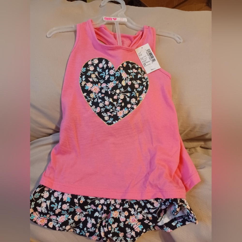 The Children's Place Pink and Black Heart Matching Set